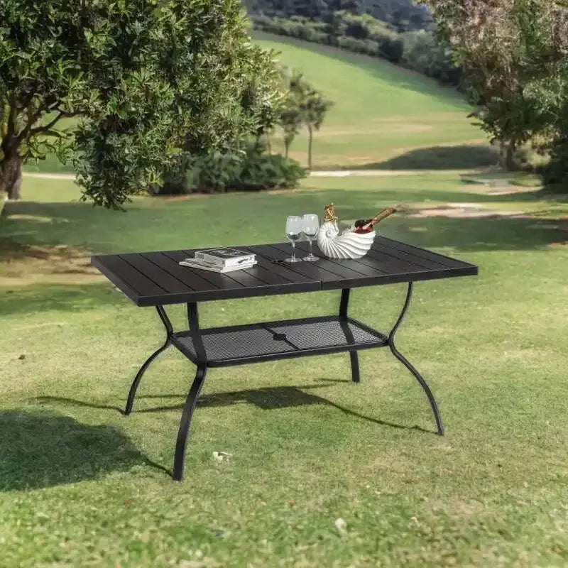 Wrought Iron Patio Dining Table 59″ Rectangular Outdoor Surface