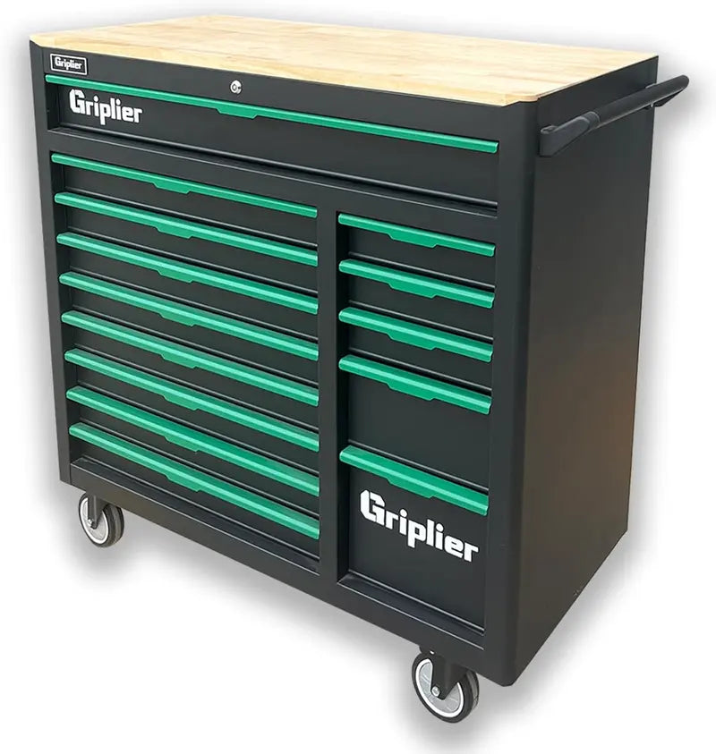 46.8″ Wide 14-Drawer Rolling Tool Chest with Integrated Wood Workbench and Heavy-Duty Brake Casters