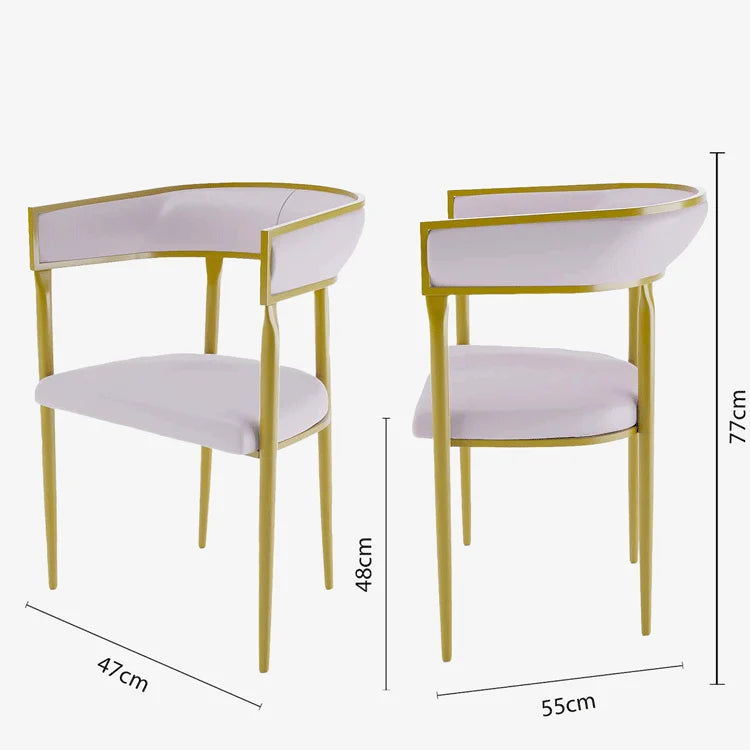 Chaise de salle manger design dossier arrondi velours rose p le Aurore