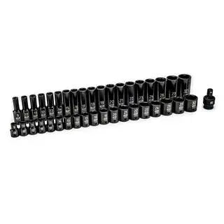 GEARWRENCH 12 in. Drive 6-Point Metric Standard Deep Impact Socket Set (39-Piece) 84948N