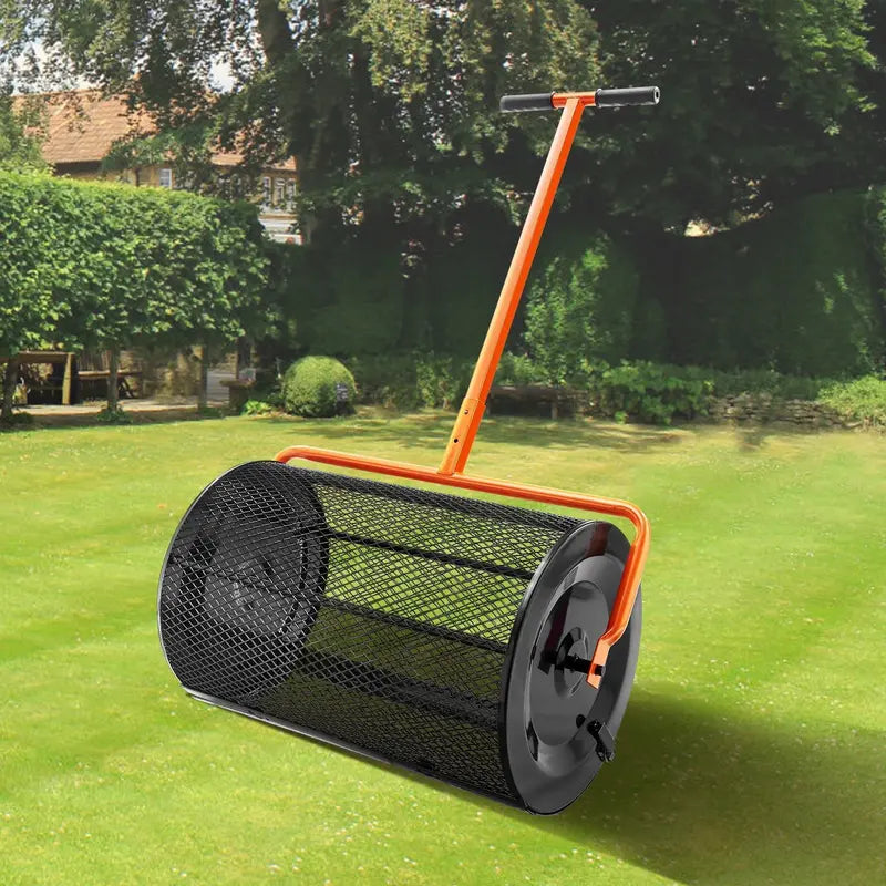 Heavy-Duty Peat Moss & Compost Spreader: 24-Inch Width with Adjustable Handle