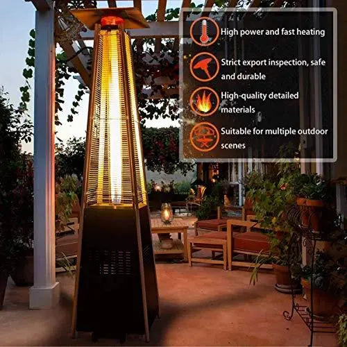 Dual Pyramid Propane Patio Heater Set 42,000 BTU Standing Tower Outdoor Heaters
