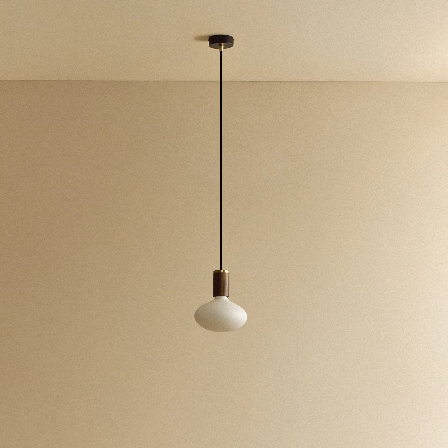Oval Pendant Light in Walnut