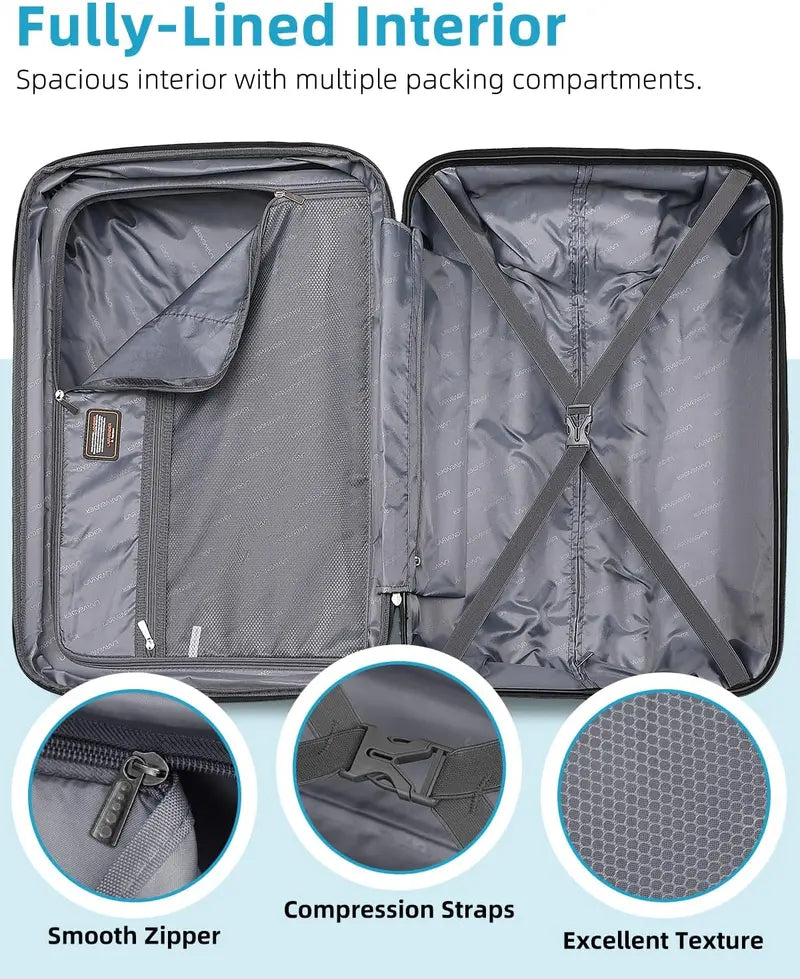 6-Piece Expandable Rolling Luggage Set Lightweight Hardshell Suitcases with Smooth-Spinning Wheels & Modular Packing Options