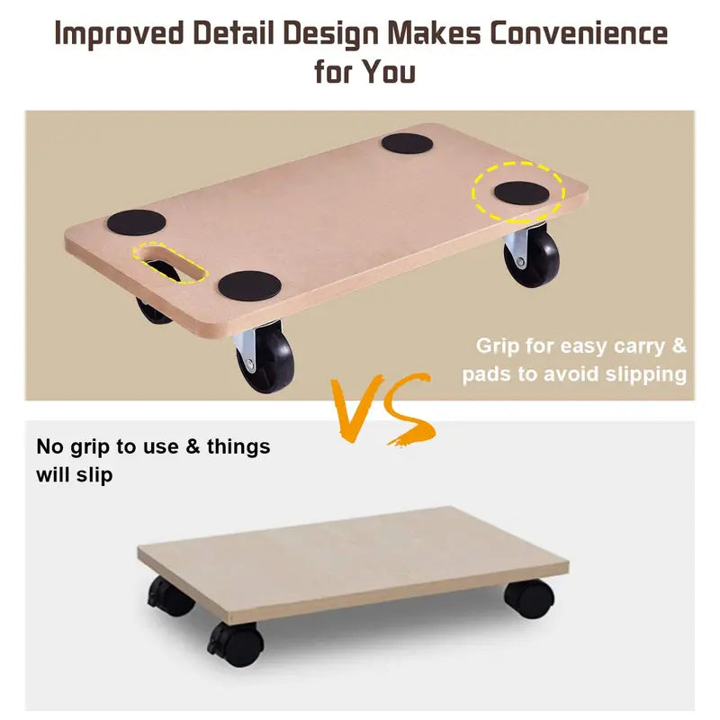 Heavy-Duty Moving Dolly with 23″ x 11.5″ Wood Platform for Furniture & Appliance Transport