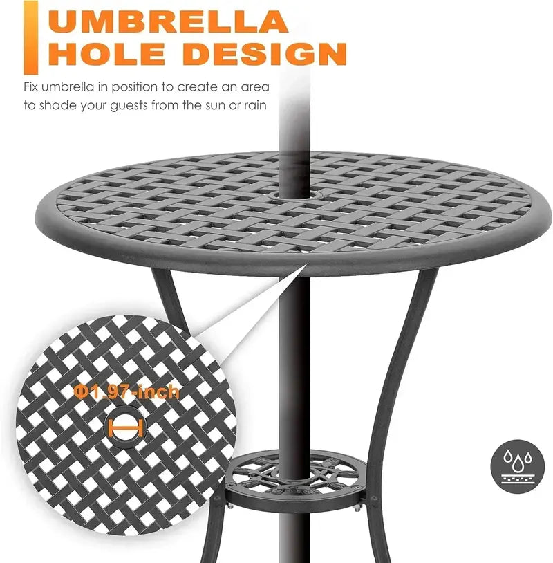 NUU GARDEN 3-Piece Aluminum Bistro Set — Outdoor Patio Table & Two Chairs for Small Spaces