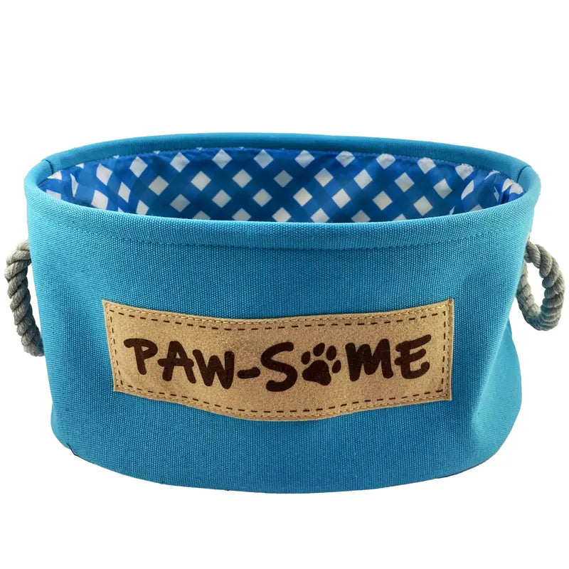 Posh Paws Large Pet Storage Bin 14” x 10”. Perfect Canvas Bin for Cat or Dog Toys and Accessories. Canvas Storage Bin