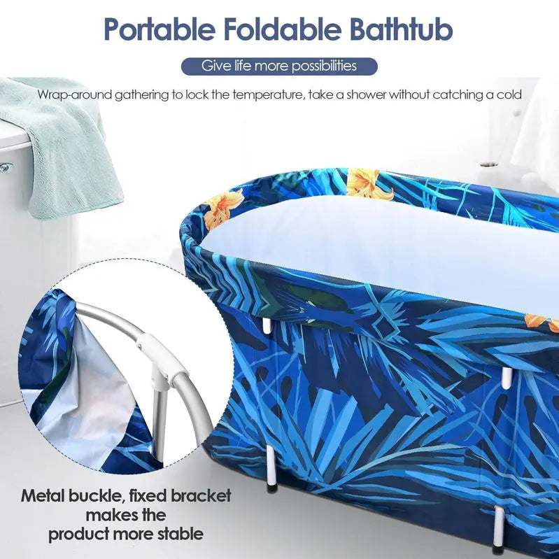 De-Stress Portable Folding Soaking Tub Large Adult Bathtub for At-Home Relaxation (2023 Model)