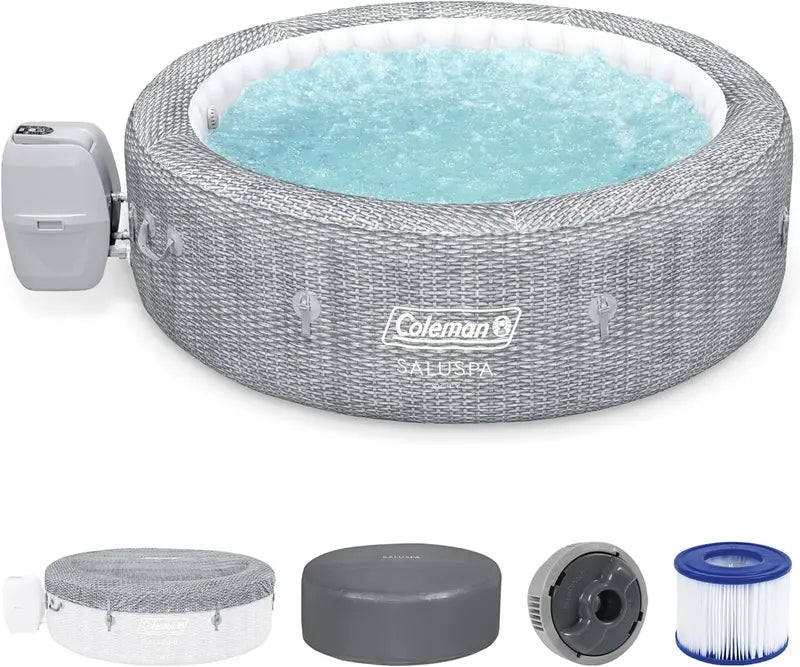 Coleman Sicily AirJet Inflatable Hot Tub — Round 57 Person Portable Outdoor Spa with Jetted Bubble System
