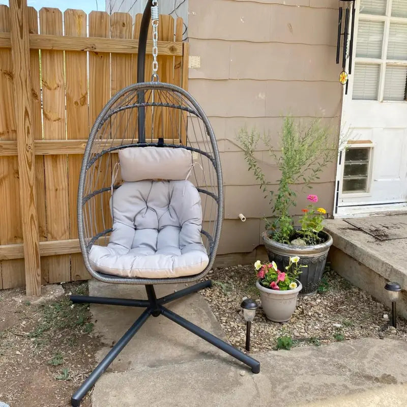 Yechen Indoor-Outdoor Egg Chair — Lightweight Wicker Hanging Swing for Living Spaces or Decks