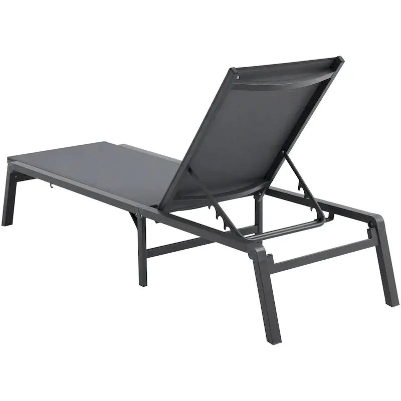 Adjustable Aluminum Outdoor Chaise Lounge Chairs 5-Position Reclining, Foldable Poolside Design