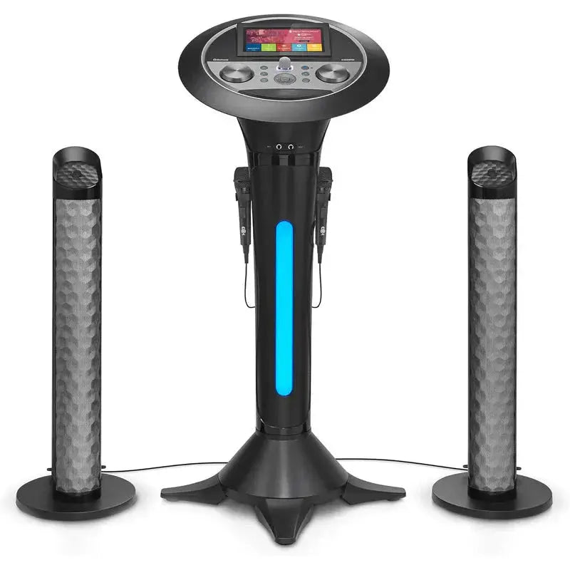Portable WiFi Karaoke System 7-Inch Touchscreen, Built-In Speakers, Bluetooth, Recording, & Dual Wired Mics