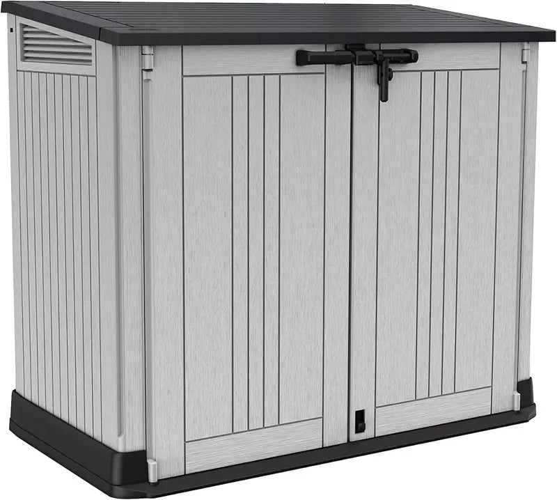 Keter Store It Out Nova Outdoor Storage Shed Light Grey with Dark Grey Lid, 5-Year Warranty, All-Weather Rated