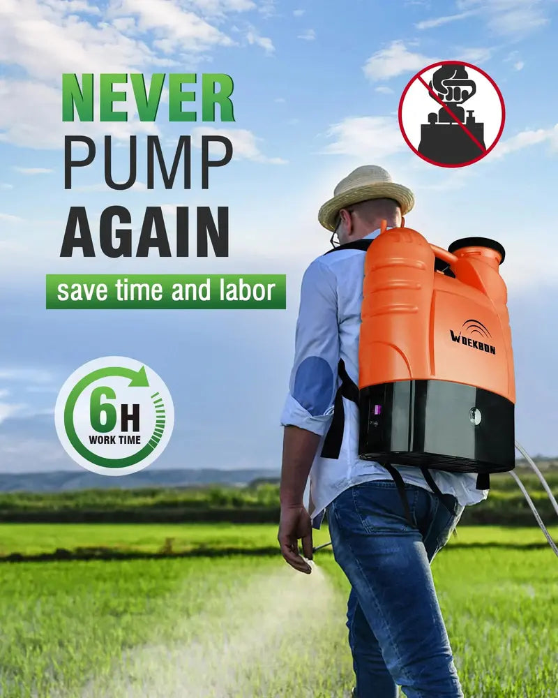 WOEKBON 4-Gallon Electric Garden Sprayer Rechargeable Pump Sprayer for Pesticides and Fertilizers