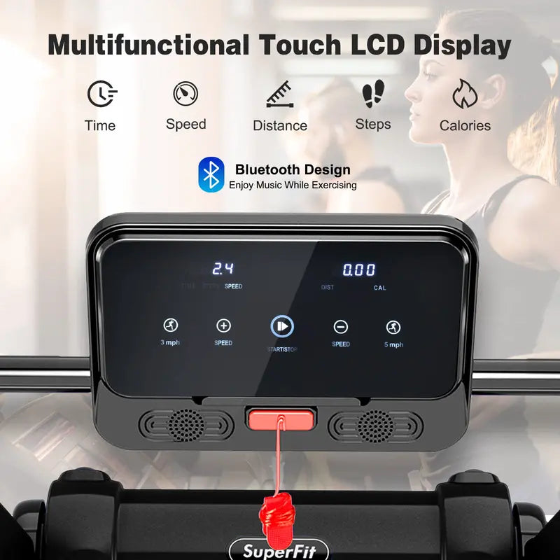 Electric Folding Treadmill 2.25HP Superfit Model with Bright LED Display and Space-Saving Design
