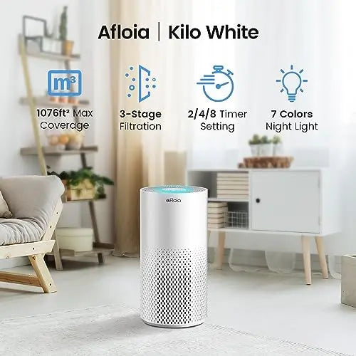 Afloia Air Purifiers for Home Large Room Up to 1076 Ft2, H13 True HEPA Air Purifiers for Bedroom