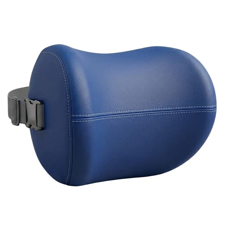 Adjustable Memory Foam Neck Pillow for Cars — Leather-Finish Cover & Secure Strap System