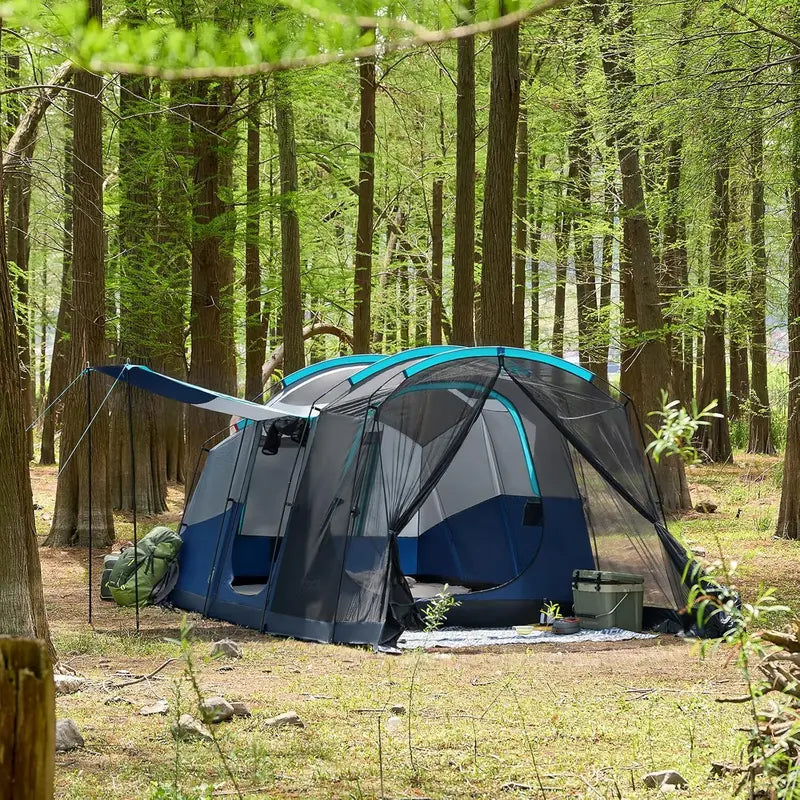 TIMBER RIDGE 8-Person Waterproof Double-Layer Tunnel Camping Tent for Families