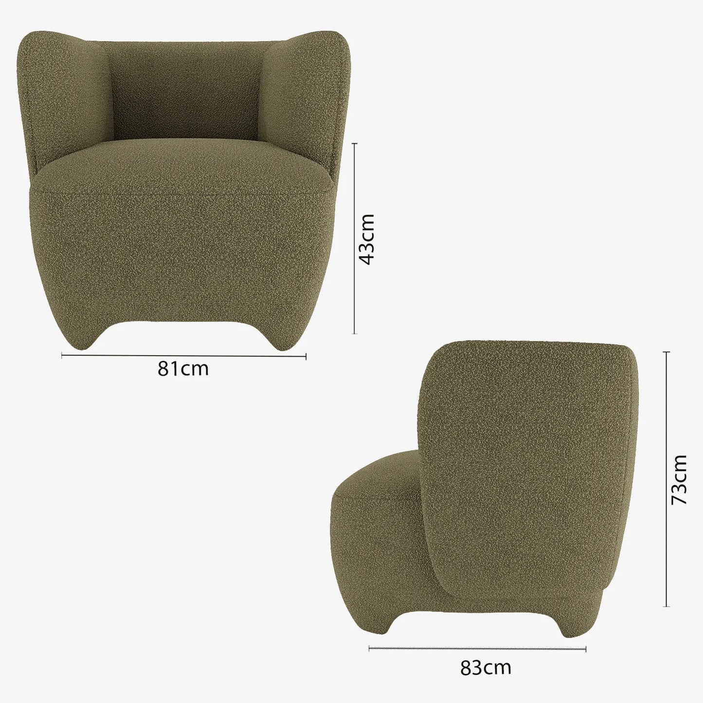 NOA - Fauteuil en laine boucl e vert kaki