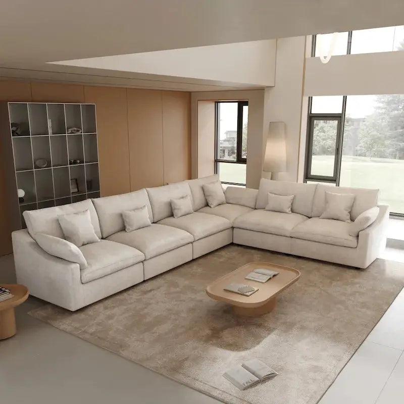 Large Linen Corner Sectional Sofa Modular Living Room Couch Set