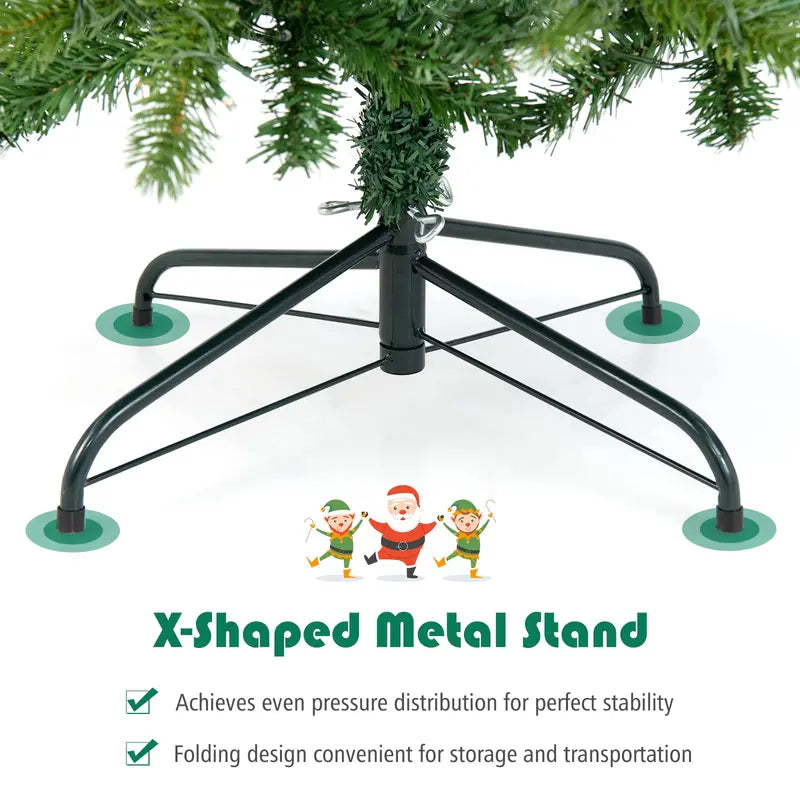 6-Foot or 7-Foot Pre-Lit Slim Pencil Christmas Tree with Realistic PVC/PE Branch Tips