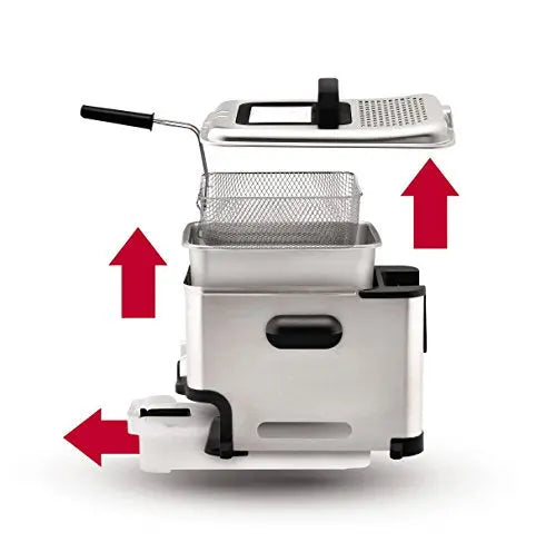 T-Fal Ultimate Steel Deep Fryer 3.5L Oil Capacity, 2.6 lb Food Load, Removable Basket & Safety Features