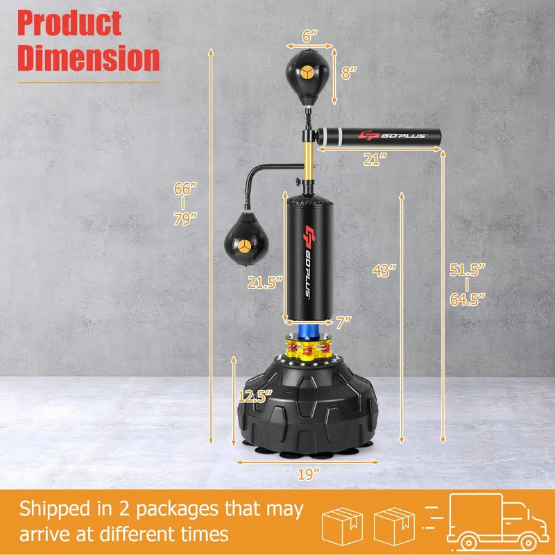 Freestanding Boxing Speed Trainer 360° Rotating Bar with Dual Reflex Balls
