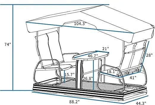 Retro-Style Metal Outdoor Glider Bench Porch & Patio Seating