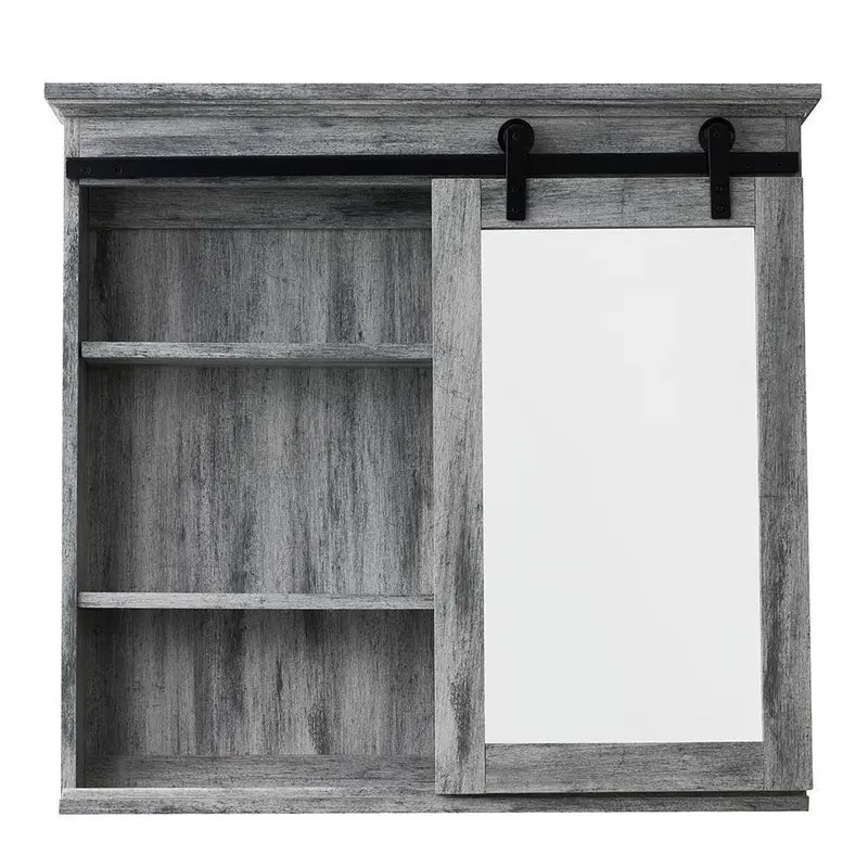 Barn-Style Medicine Cabinet 31-Inch x 29-Inch Wall-Mounted Storage with Rustic Door Design