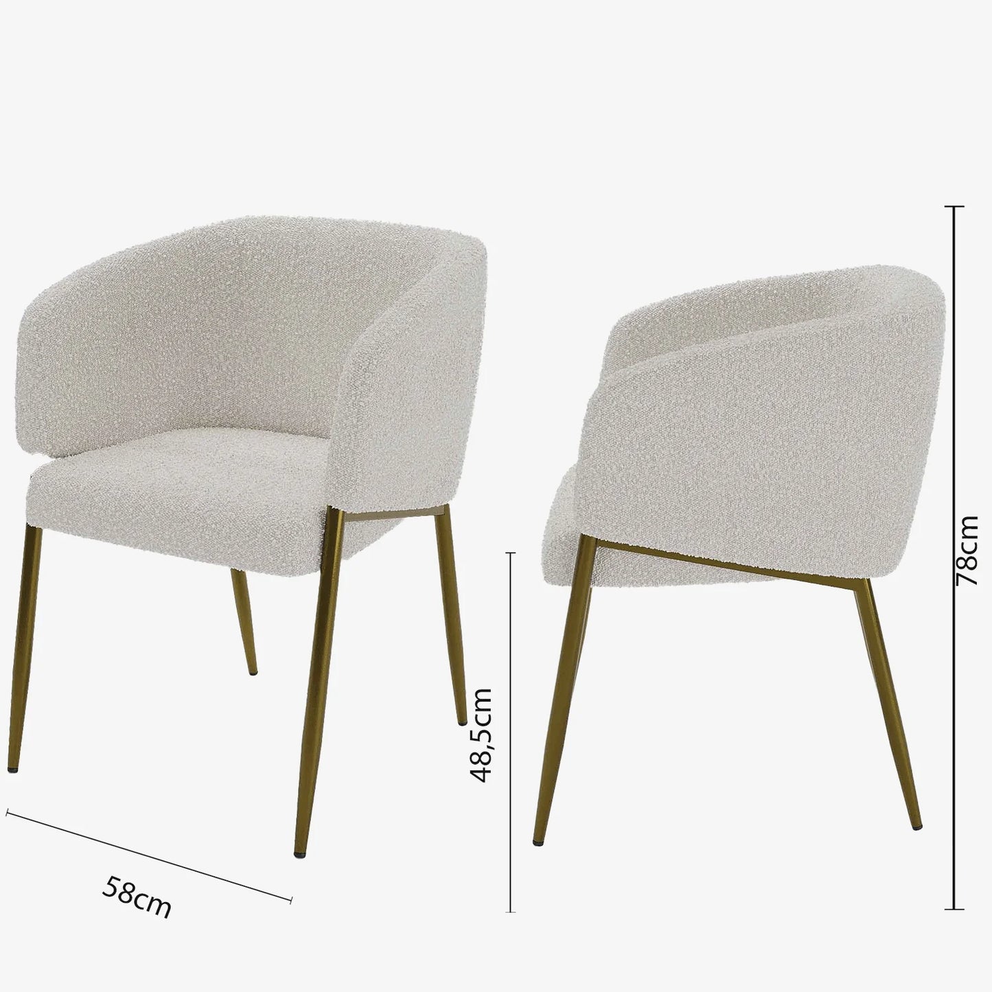 Fauteuil de salle manger bouclette blanche Basile
