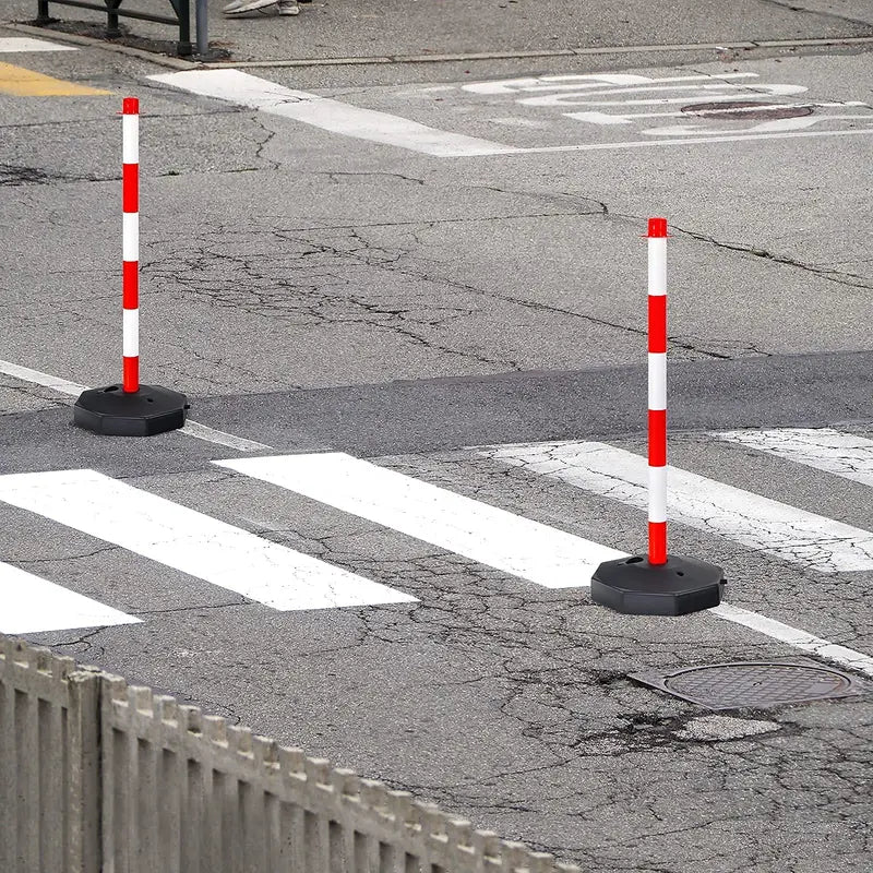 6-Pack Traffic Delineator Posts Octagonal Base Cones with Fillable Weights and 5-Foot Linked Chains