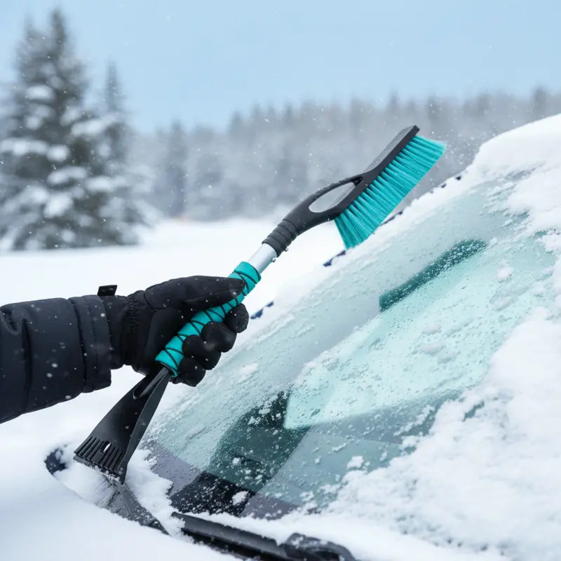 Lightweight Aluminum Ice Scraper & Snow Brush 27-Inch for Cars, SUVs, and Trucks