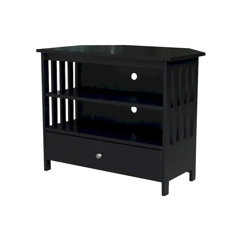 Mission-Style Corner TV Stand Solid Hardwood Entertainment Console for Compact Living Spaces