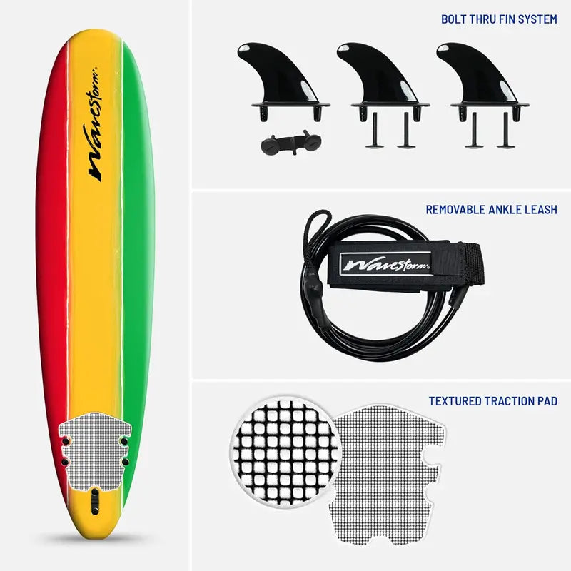 Classic Soft-Top Foam Surfboard 8-Foot Beginner-Friendly Board