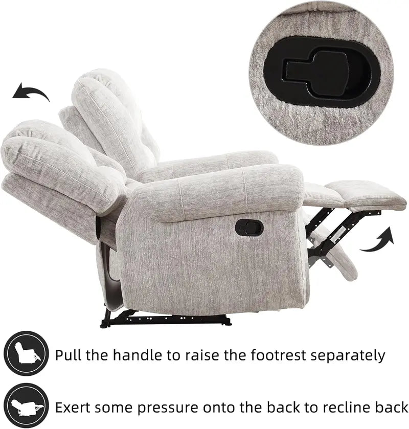 Classic Leather Manual Recliner Traditional Single-Sofa Living Room Accent Chair