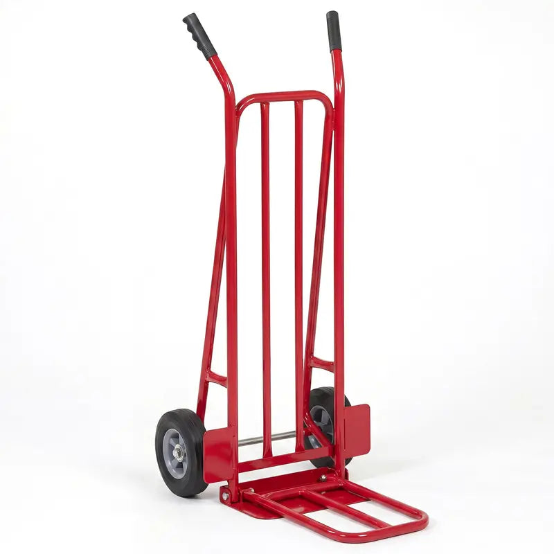 Heavy-Duty Hand Truck Dolly Metal Moving Cart with Dual Fold-Down Nose Plates & Reinforced Frame
