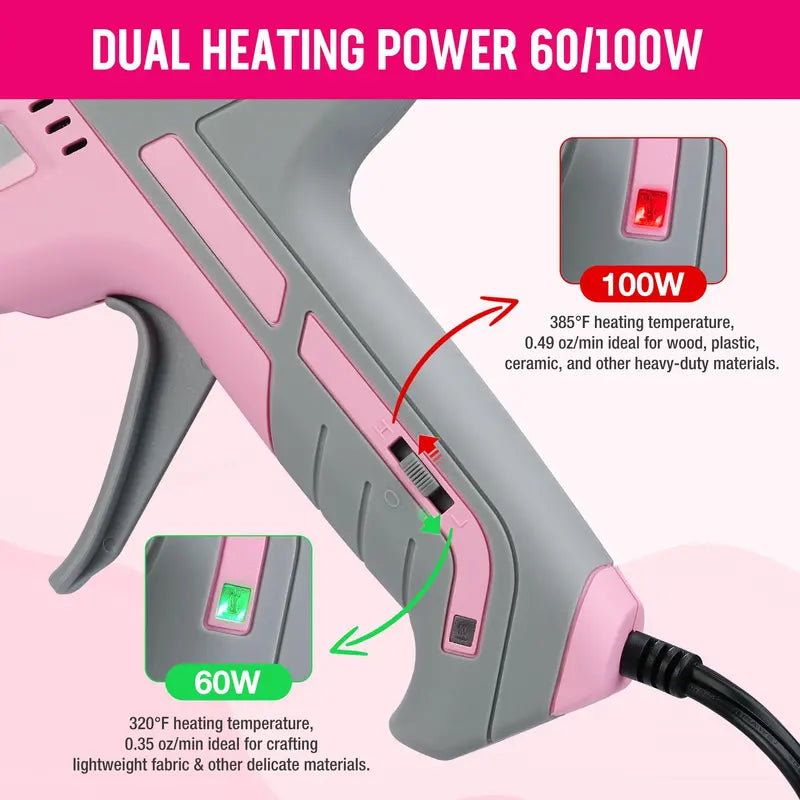 WORKPRO Full-Size Hot Glue Gun with 10 Glue Sticks Pink Ribbon Edition