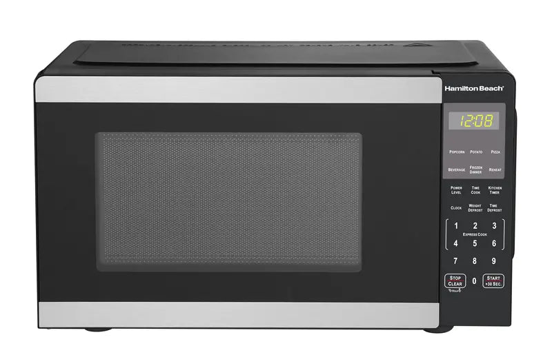 Hamilton Beach 0.9 Cu Ft 900W Stainless Steel Microwave with Auto-Cook & Child Lock