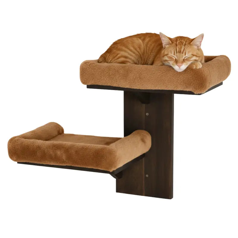 Minimalist Cat Wall Shelves Two-Tier Climbing and Rest Platform Set
