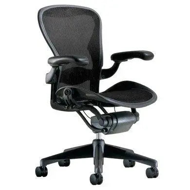 Herman Miller Aeron Executive Office Chair Stainless Steel Base, Size B, Fully Adjustable Arms & Lumbar Support