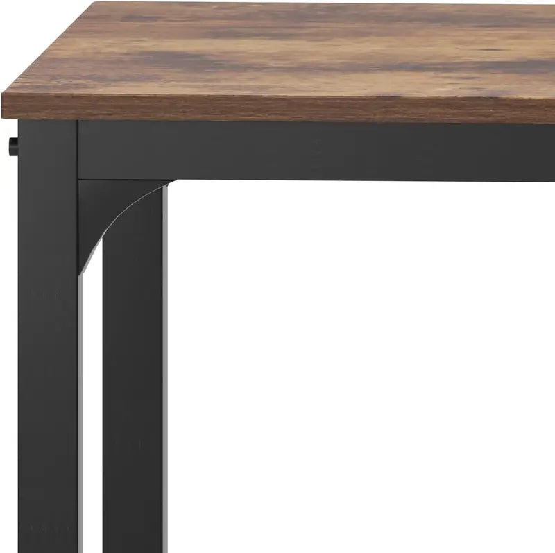 Rustic Brown Space-Saving Dining Set: Wooden Table with Metal Legs, Two Chairs, and One Bench—Designed for Kitchens, Living Rooms, and Compact Dining Areas