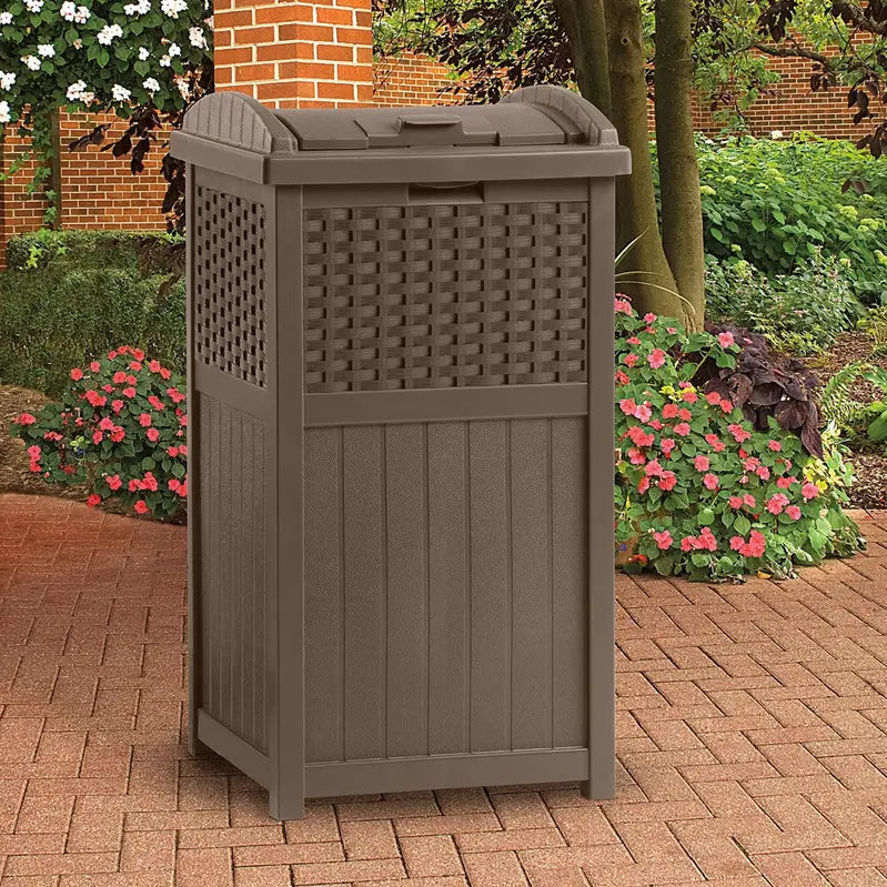 Dual-Use Outdoor Cart: 77-Qt Wicker-Style Cooler + 33-Gal Resin Waste Bin Set