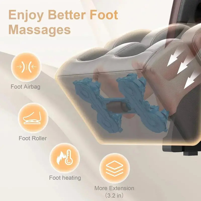 Zero-Gravity Full-Body Massage Chair with 10-Point Roller System and Heated Foot Therapy
