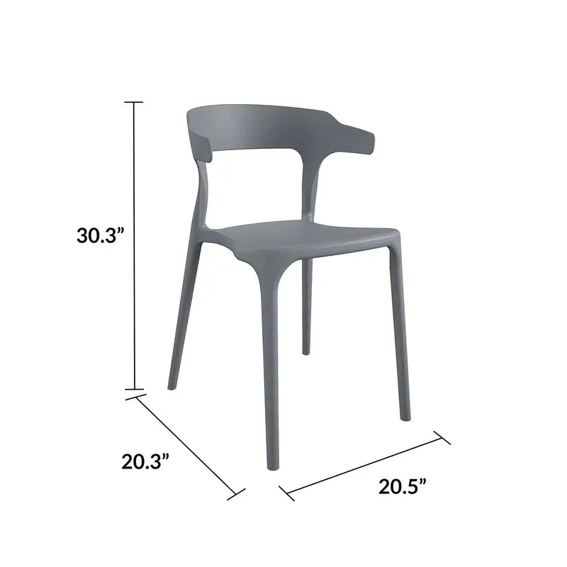 Novogratz Felix Stacking Dining Chairs Indoor/Outdoor Charcoal Gray Set of 4, Space-Saving Design