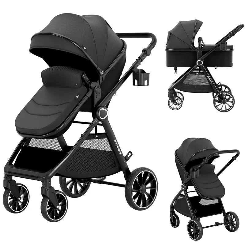 Accombe 2-in-1 Convertible Baby Stroller with Bassinet Suitable for Newborns to 3-Year-Olds