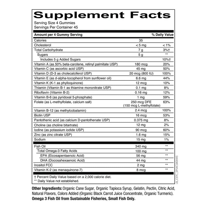 SmartyPants Kids Multivitamin Gummies 180 Count, Daily Support Formula