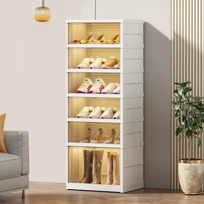 9-Tier Foldable Shoe Rack 36-Pair Double-Stack Storage Cabinet with Doors