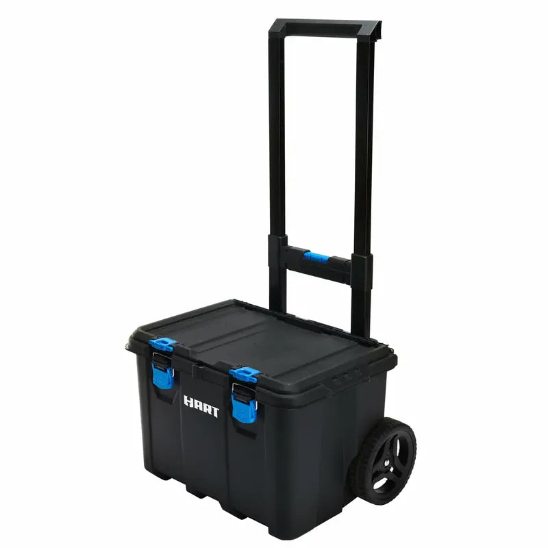 HART Modular Mobile Tool Storage System Stackable, Wheeled, Telescoping Handle, Black/Blue