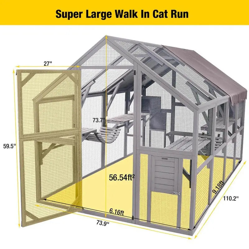 aivituvin Large Outdoor Cat Enclosure Secure, Spacious Run for Felines
