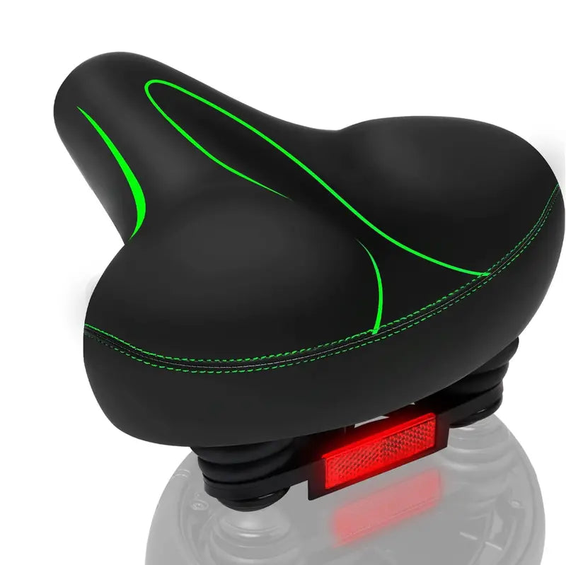 Extra-Wide Water-Resistant Bicycle Saddle with Reflective Safety Strip